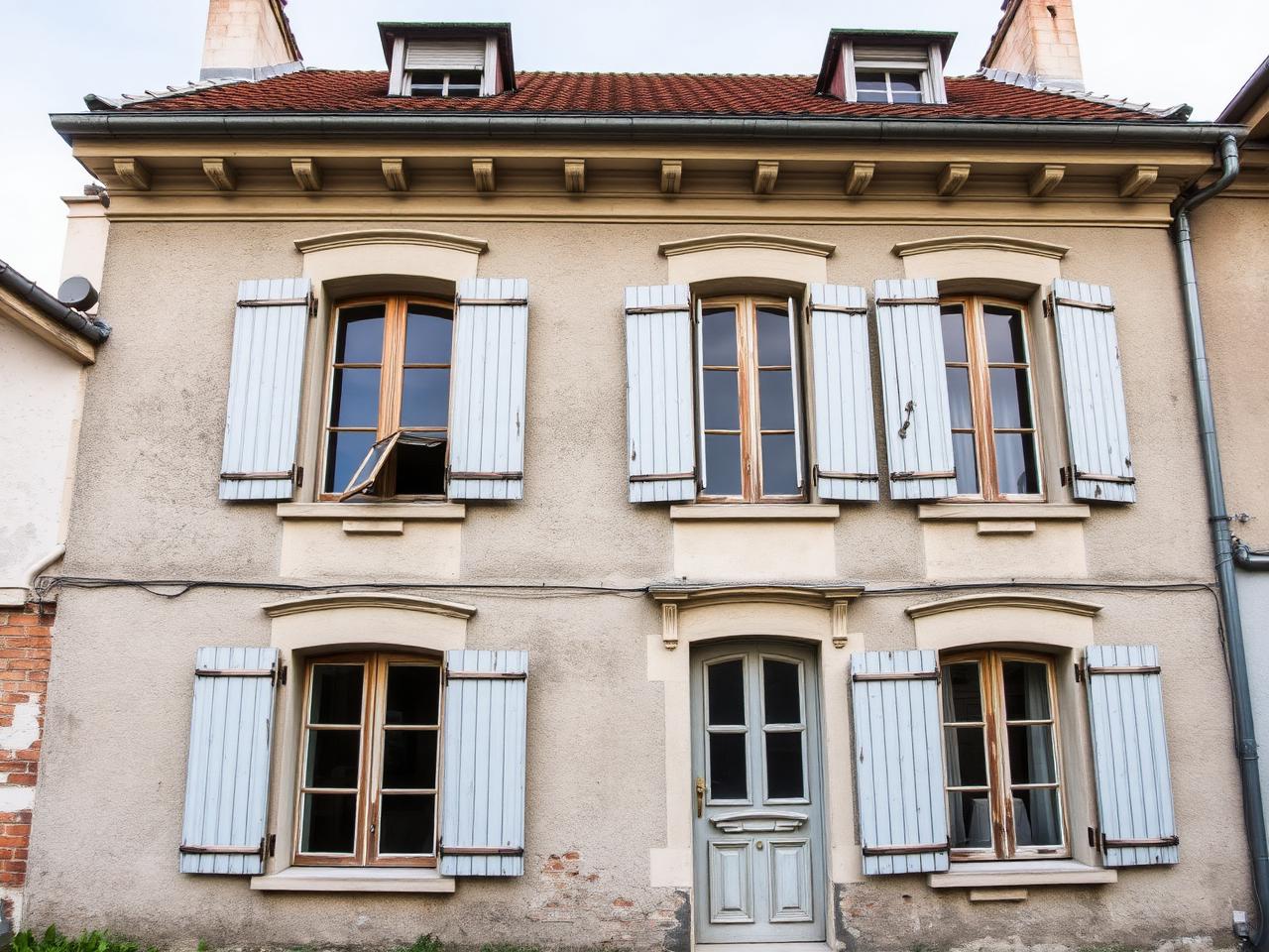 Façade ancienne défraîchie avant ravalement