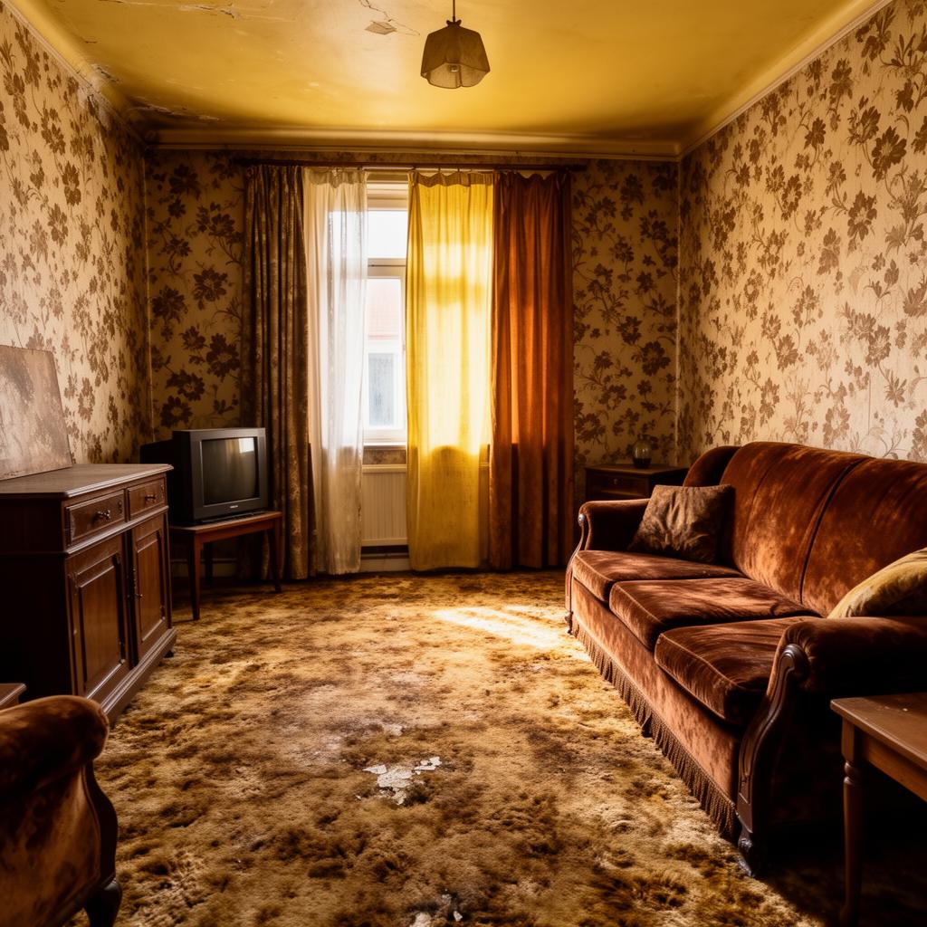 Salon démodé avant rénovation