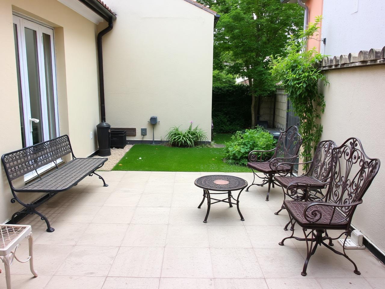 Terrasse béton fissurée avant rénovation
